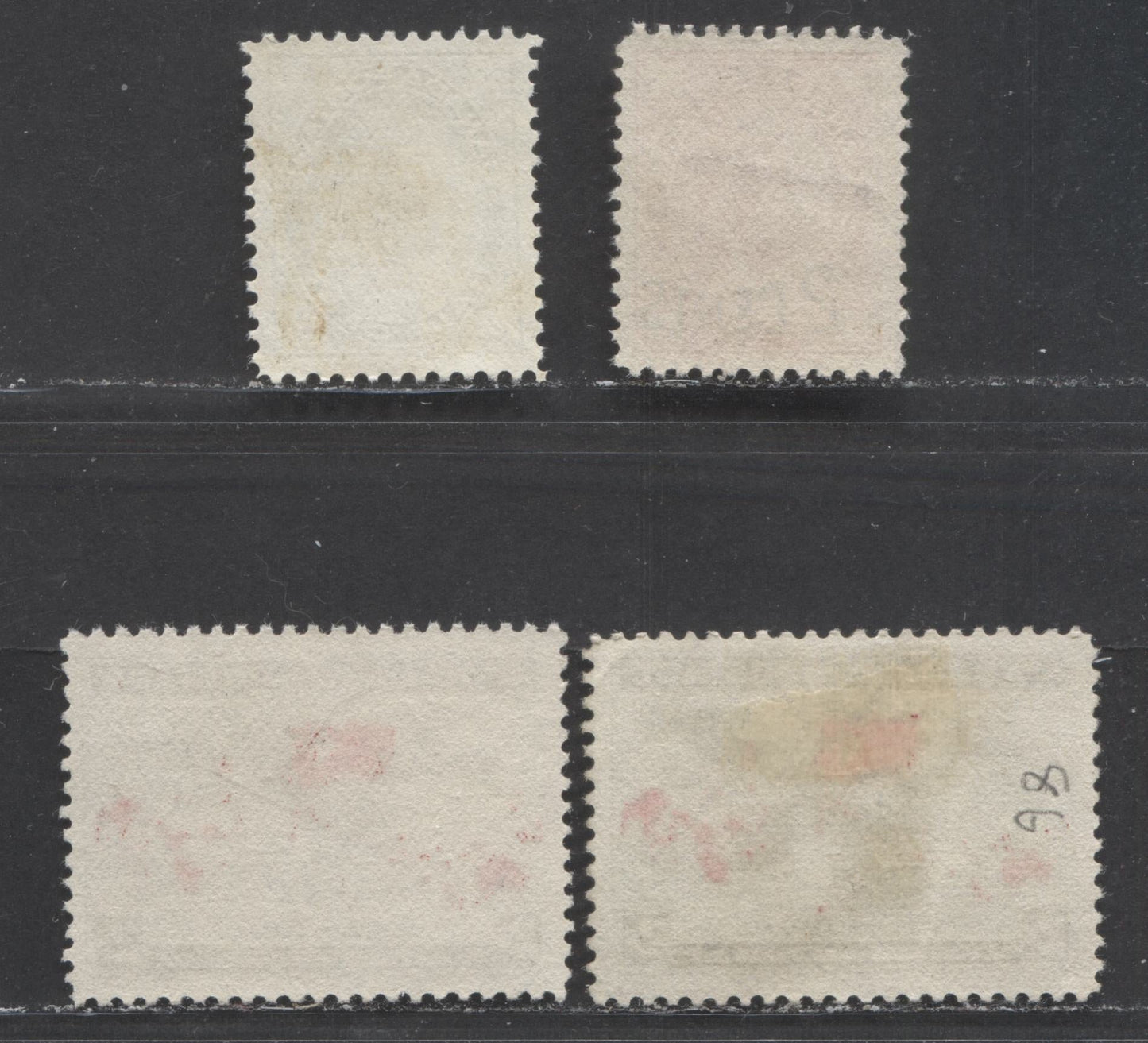 Lot 97 Canada #66, 85, 86b, 88 1/2c - 2c on 3c Black - Carmine Queen Victoria & Mercator's Projection, 1897-1899 Various Issues, 4 Very Fine Unused Singles