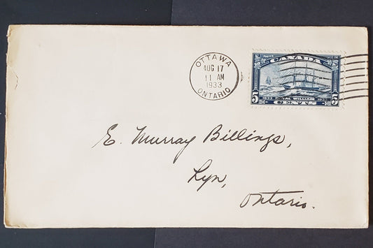 Canada #204 5c Dark Blue Royal William 1933 Royal William Issue, A First Day Cover Franked With A Single, No Cachet, Cat. Value $35 With Cachet
