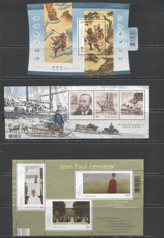 Lot 372 Canada #2016, 2027, 2068 49c-$1.40 Multicolor Various Subjects, 2004 Commemoratives, A Fine/Very Fine Almost Complete Used Collection Of Souvenir Sheets, Missing Only NHL All Stars, Very Light Cancels