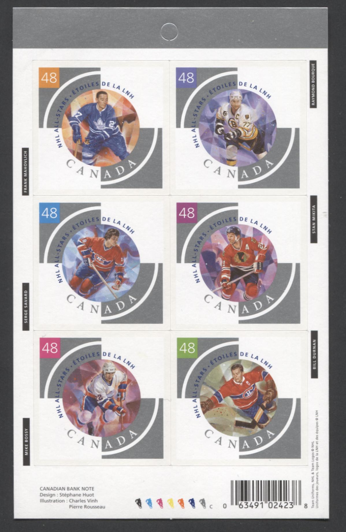 Canada #1972 48c Multicolored Frank Mahovlich - Bill Durnan, 2003 NHL All Stars, A VFNH Booklet Of 6 On LF/HB TRC Paper