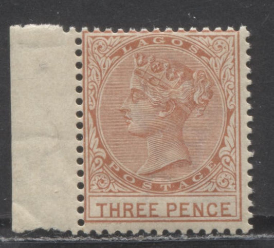 Lot 66 Lagos SC#20 3d Chestnut 1882-1884 Crown CA Watermark, Perf 14 Comb, A FNH Example, Click on Listing to See ALL Pictures, Estimated Value $30 USD
