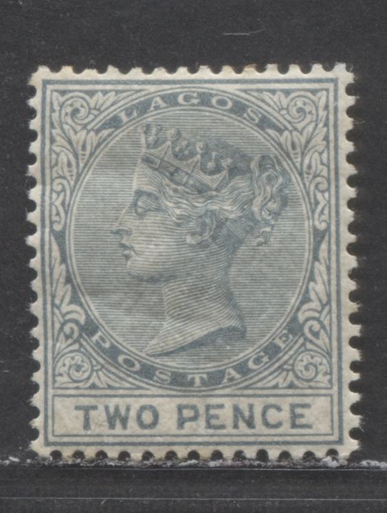 Lagos SC#17 2d Gray 1884-1886 Colour Changes & New Values, Crown CA Watermark, Perf 14 Comb With Crackly Gum, A VFOG Example, Click on Listing to See ALL Pictures, 2022 Scott Classic Cat. $100 USD