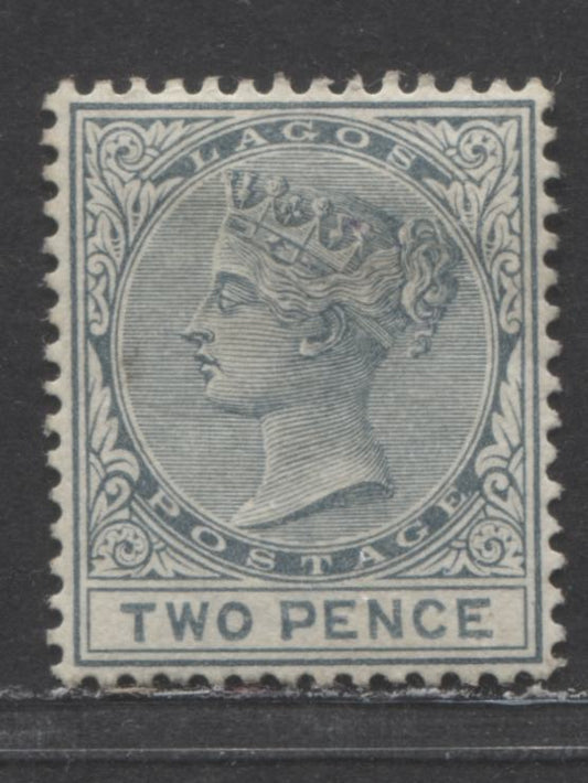 Lot 88 Lagos SC#17 2d Slate Gray 1884-1886 Colour Changes & New Values, Crown CA Watermark, Perf 14 Comb With Smoother Gum, A VFOG Example, Click on Listing to See ALL Pictures, 2022 Scott Classic Cat. $100 USD