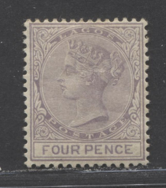 Lot 93 Lagos SC#23 4d Grayish Violet 1884-1886 Colour Changes & New Values, Crown CA Watermark, Perf 14 Comb With Crackly Gum, A F/VFOG Example, Click on Listing to See ALL Pictures, 2022 Scott Classic Cat. $160 USD