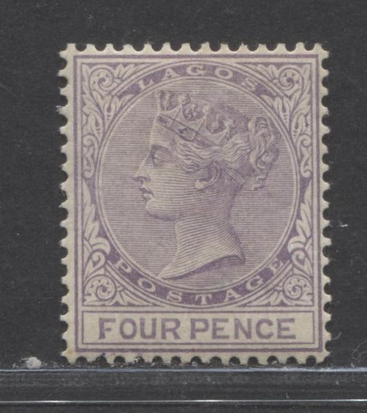 Lot 94 Lagos SC#23 4d Dull Violet 1884-1886 Colour Changes & New Values, Crown CA Watermark, Perf 14 Comb With Smooth Gum, A VFOG Example, Click on Listing to See ALL Pictures, 2022 Scott Classic Cat. $160 USD