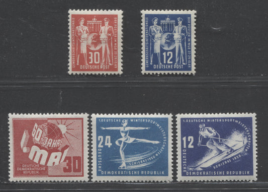 German Democratic Republic SC#49/53 1949 - 1950 Postal Workers Union - Labour Day, 5 F/VF OG Singles, Click on Listing to See ALL Pictures, 2017 Scott Cat.$46 USD