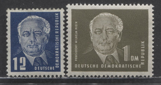 German Democratic Republic SC#54/56 1950 - 1951 Wilhelm Pieck Definitives, On Vertical Wove Paper, Has Gum Bends, 2 FOG Singles, Click on Listing to See ALL Pictures, Estimated Value $20 USD