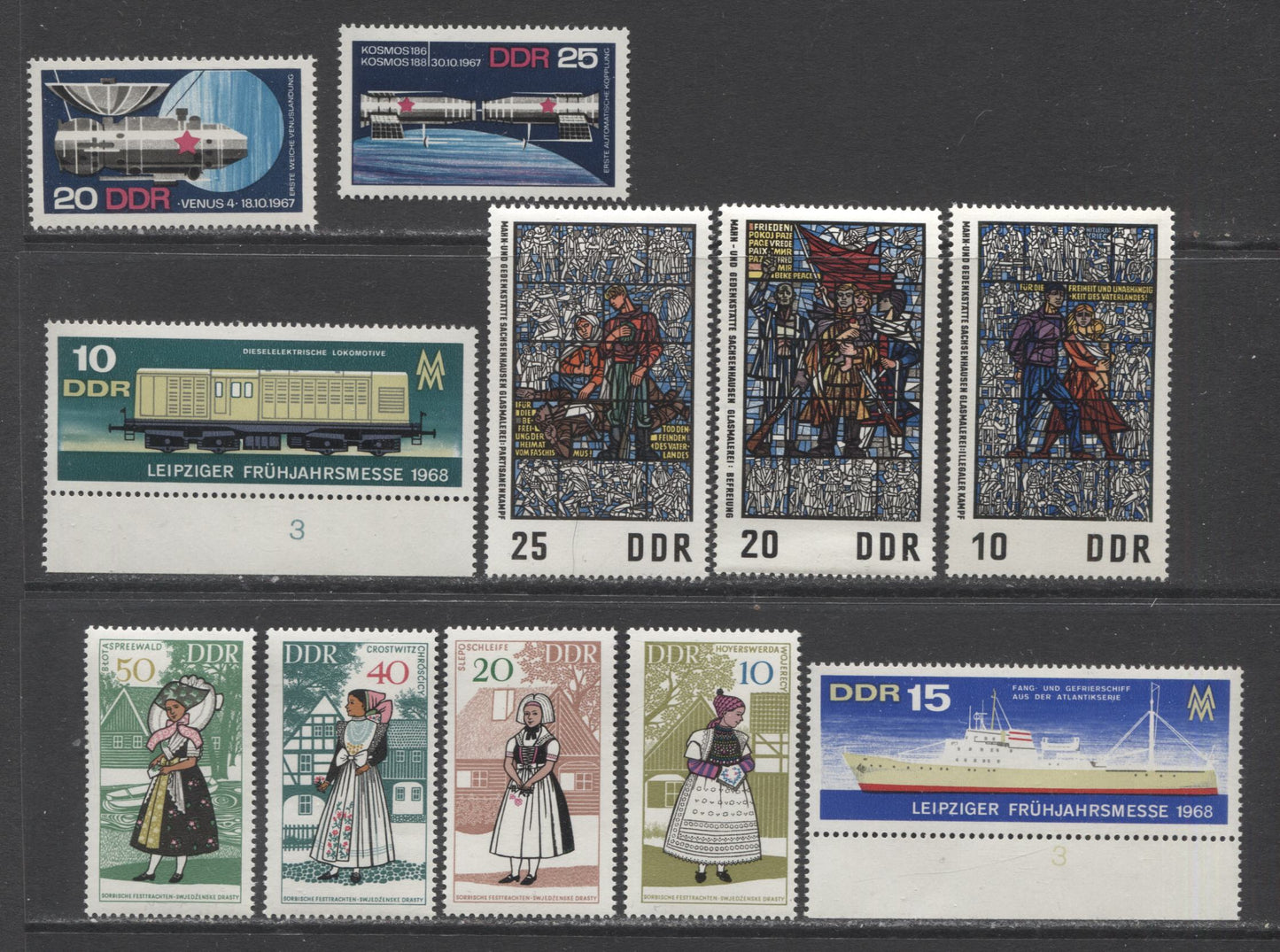 German Democratic Republic SC#985-1021 1968 Space Explorations-Buildings Issues, 34 VFNH Singles & Strip Of 3, Click on Listing to See ALL Pictures, 2017 Scott Cat. $18.05 USD