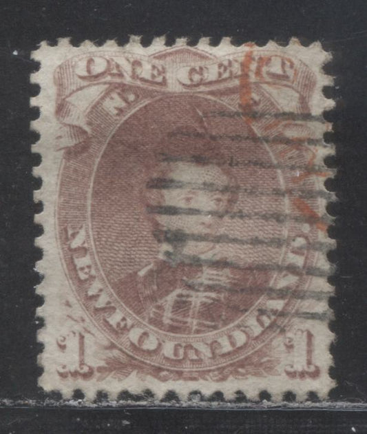 Lot 66 Newfoundland #32A 1c Brown Lilac Edward, Prince Of Wales, 1868 - 1894 Second Cents Issue, A Fine Used Single On Stout Horizontal Wove Paper, Perf 12.1 x 12.2