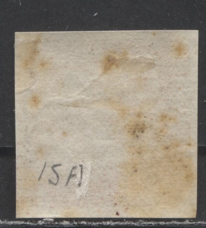 Lot 9 Newfoundland #1 1d Brown Violet, 1857 - 1860 Pence Issue, A FOG Single With 22mm x 22.5mm, OG & 4 Margins, But Toning