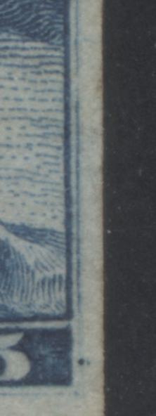 Lot 91 Newfoundland #40 5c Blue Harp Seal, 1876 - 1879 Rouletted Cents Issue, A Very Fine Unused Single, With Re-entry At Lower Right, Doubling Of Frame