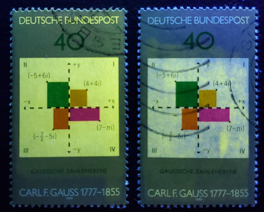 Germany SC#1246 40pf Multicolored 1977 Carl Friedrich Gauss, With Very Faint Spotty Tagging, A Very Fine Used Example, Click on Listing to See ALL Pictures, Estimated Value $15 USD