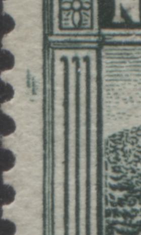 Newfoundland #131 1c Deep Bluish Green Twin Hills, 1923-1924 Pictoral Issue, 4 Very Fine Used Singles And 2 Strips Of 3 All With Unlisted Re-Entries, Mostly Occuring Near Or Above Upper Frameline. Also Includes Misplaced Entry