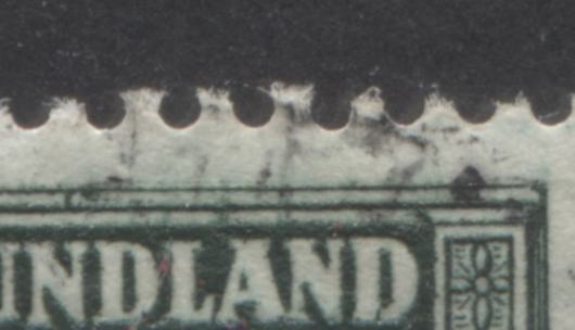Newfoundland #131 1c Deep Bluish Green Twin Hills, 1923-1924 Pictoral Issue, 4 Very Fine Used Singles And 2 Strips Of 3 All With Unlisted Re-Entries, Mostly Occuring Near Or Above Upper Frameline. Also Includes Misplaced Entry