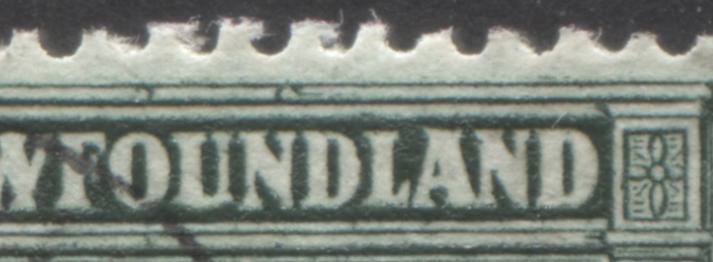 Newfoundland #131 1c Deep Bluish Green Twin Hills, 1923-1924 Pictoral Issue, 4 Very Fine Used Singles And 2 Strips Of 3 All With Unlisted Re-Entries, Mostly Occuring Near Or Above Upper Frameline. Also Includes Misplaced Entry