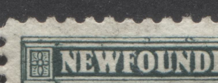 Newfoundland #131 1c Deep Bluish Green Twin Hills, 1923-1924 Pictoral Issue, 4 Very Fine Used Singles And 2 Strips Of 3 All With Unlisted Re-Entries, Mostly Occuring Near Or Above Upper Frameline. Also Includes Misplaced Entry