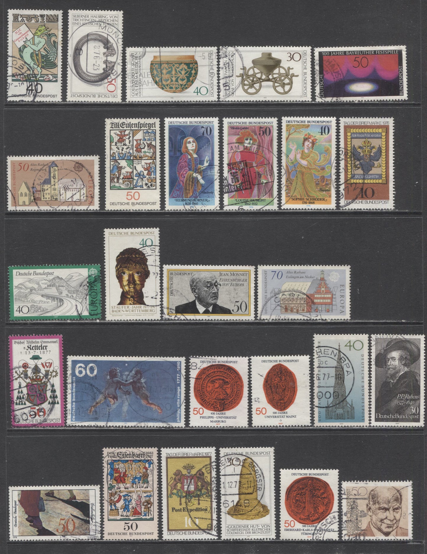 Germany SC#1208/1294 1976-1979 Commemoratives, 44 Very Fine Used Singles, Click on Listing to See ALL Pictures, 2022 Scott Classic Cat. $14.75 USD