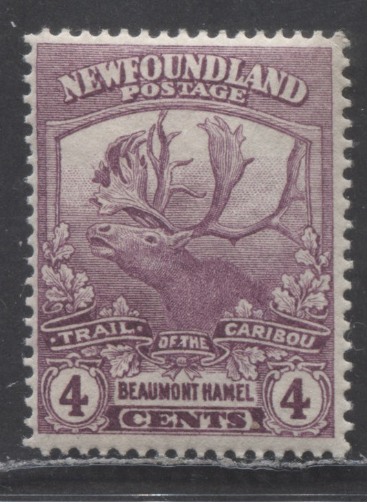 Lot 84 Newfoundland #118b 4c Mauve Beaumont Hamel, 1919 Trail Of The Caribou Issue, A VFNH Single With Perf 14.2x14.1 Line
