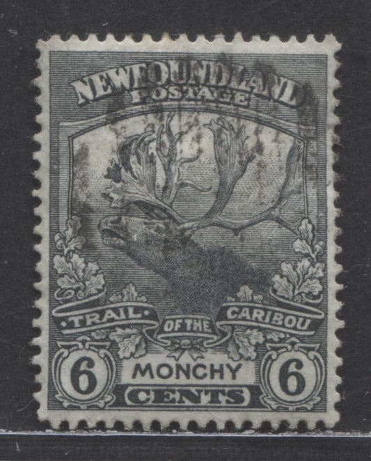 Lot 99 Newfoundland #120 6c Grey Monchy, 1919 Trail Of The Caribou Issue, A Very Fine Used Single With Perf 14.4x14.1 Line