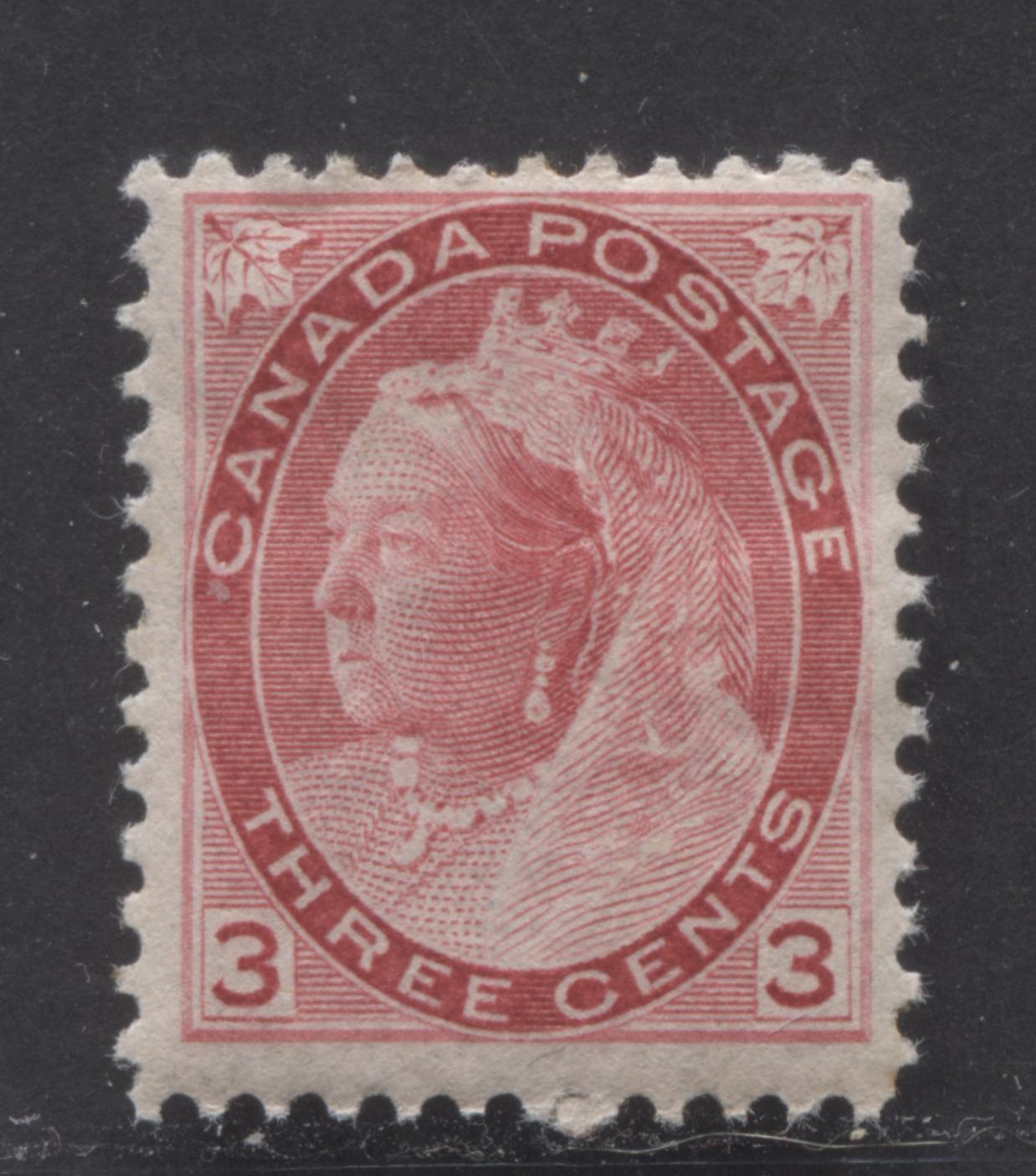 Canada #78 3c Carmine, 1898 - 1902 Queen Victoria "Numeral" Issue, A Fine Disturbed Gum Single