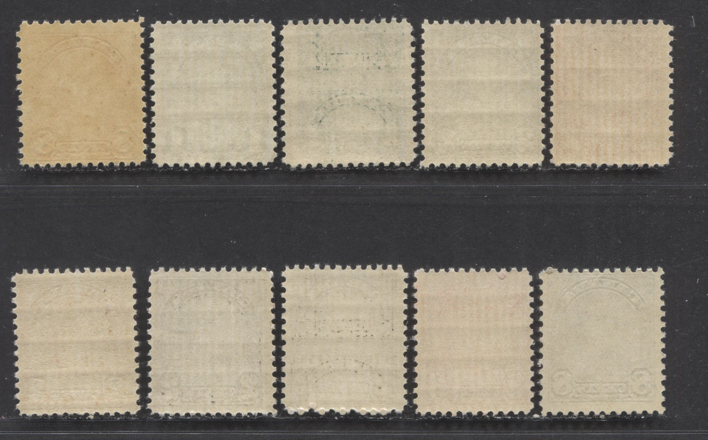 Lot 115 Canada #163-167, 171, 172 1c/8c Deep Green/Red Orange King George V, 1930-1931 Arch/Leaf Issue, 10 FNH Singles