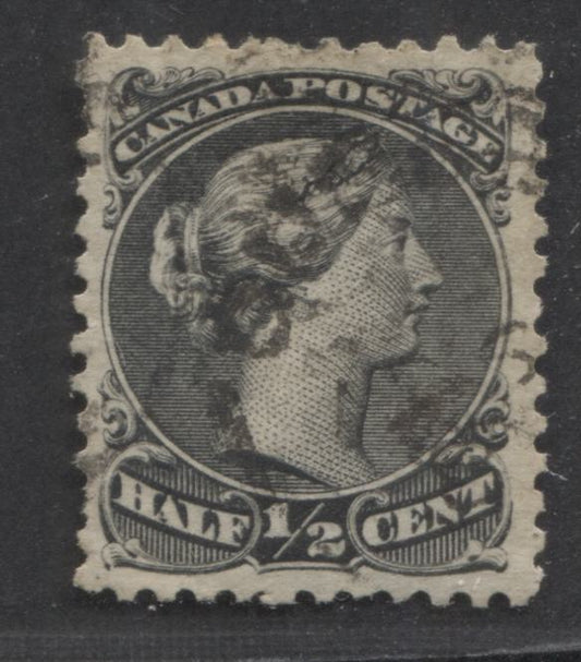 Lot 85 Canada #21 1/2c Black Queen Victoria, 1868-1876 Large Queen Issue, A Very Good Used Single On Thin Duckworth Paper, Perf 12 x 12.1