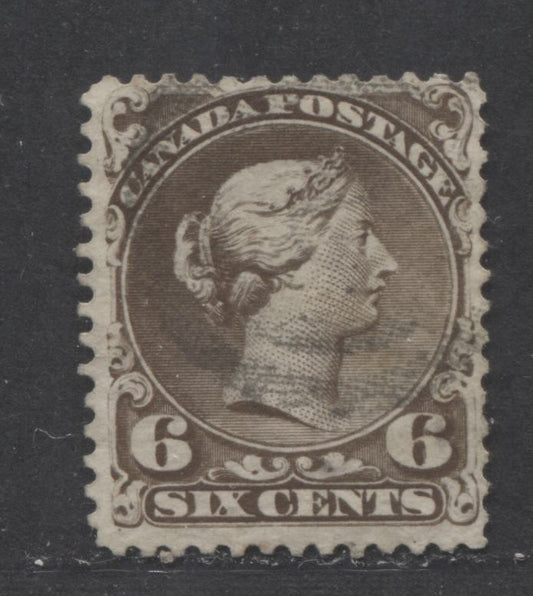 Lot 89 Canada #27 6c Dark Brown Queen Victoria, 1868-1876 Large Queen Issue, A Fine Used Single On Duckworth Paper 4