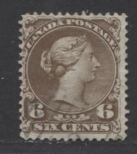 Lot 90 Canada #27 6c Deep Brown Queen Victoria, 1868-1876 Large Queen Issue, A Fine Used Plate 1 Single On Duckworth Paper 4