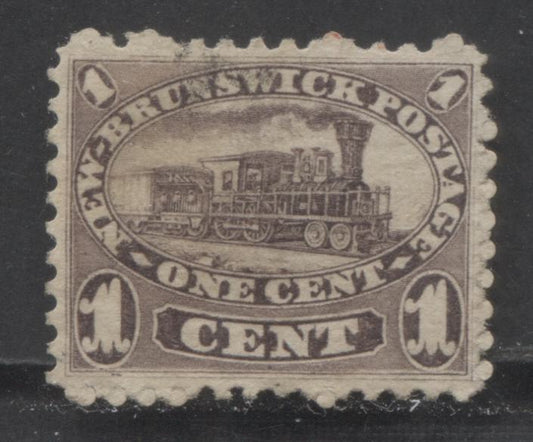 Lot 9 New Brunswick #6a 1c Brown Violet Locomotive, 1860 Cents Issue, A Very Fine Used Single With Perf 11.75x12