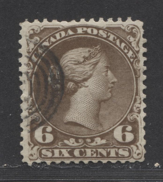 Lot 91 Canada #27 6c Deep Brown Queen Victoria, 1868-1876 Large Queen Issue, A Very Good Used Plate 1 Single On Duckworth Paper 10