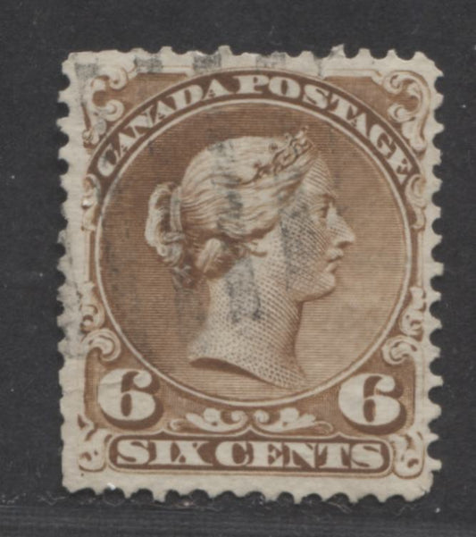 Lot 92 Canada #27a 6c Yellow Brown Queen Victoria, 1868-1876 Large Queen Issue, A Fine Used Plate 1 Single On Duckworth Paper 10
