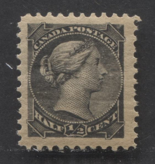Lot 95 Canada #34 1/2c Black Queen Victoria, 1870-1893 Small Queen Issue, A FOG Single With Perf 12 x 12.1