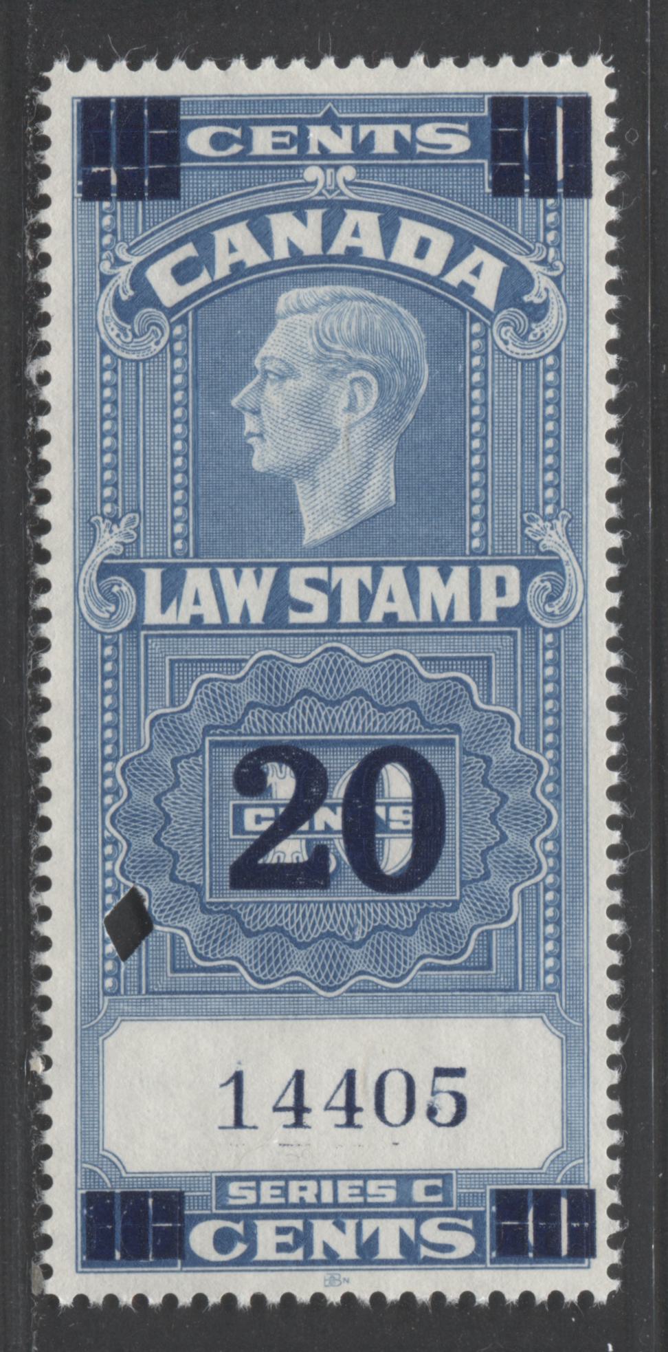 Canada #FSC22 20c on 10c Blue King George VI, 1938-1967 Supreme Court Issue, A Very Fine Used Single