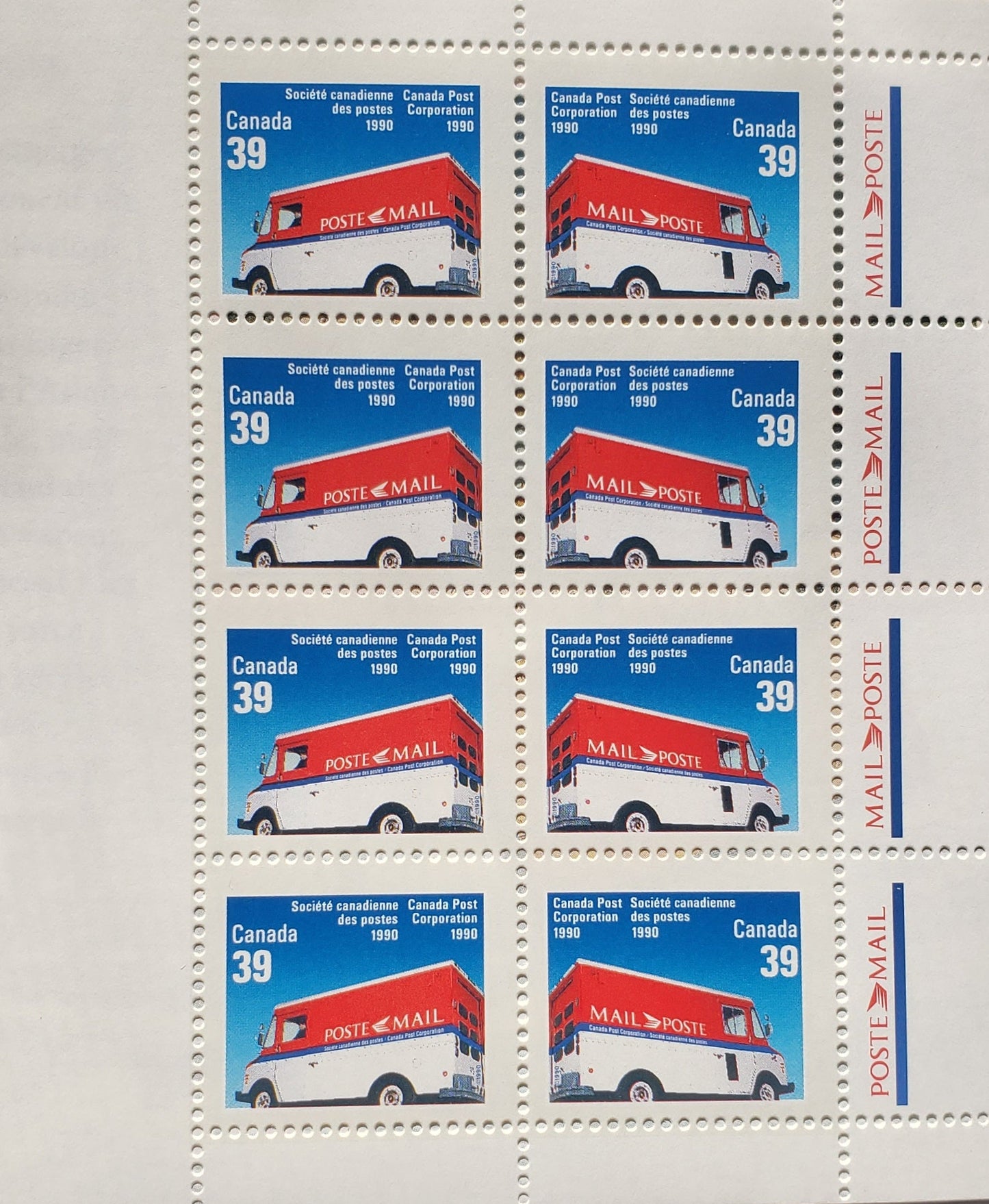 Canada #BK118 $9.75 Multicolored CPC Van, 1990 Moving The Mail Issue, A VFNH Prestige Booklet, A Booklet Of 25 39c Stamps