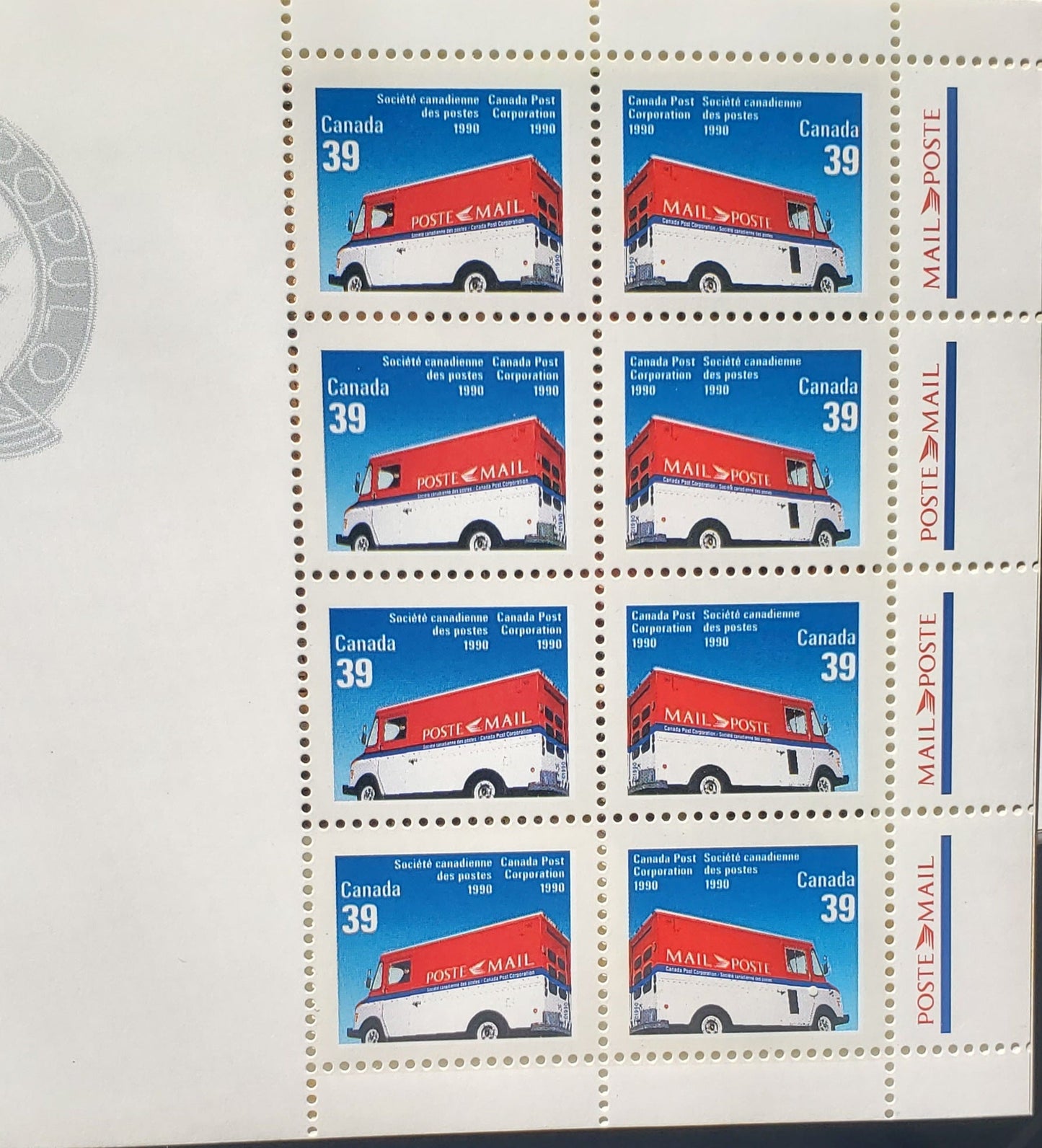 Canada #BK118 $9.75 Multicolored CPC Van, 1990 Moving The Mail Issue, A VFNH Prestige Booklet, A Booklet Of 25 39c Stamps