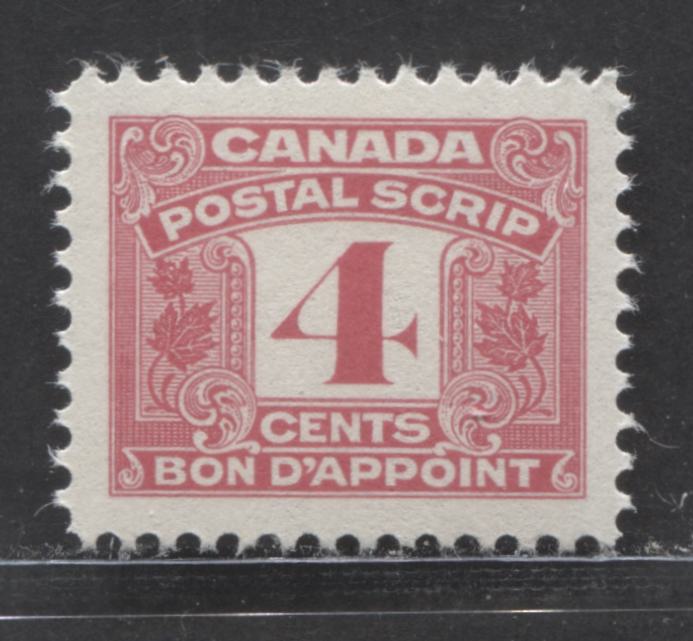 Canada #FPS44 4c Pink 2 Leafs, 1967 Third Postal Note & Scrip Issue, A VFNH Single With 20 x 16mm Image Size