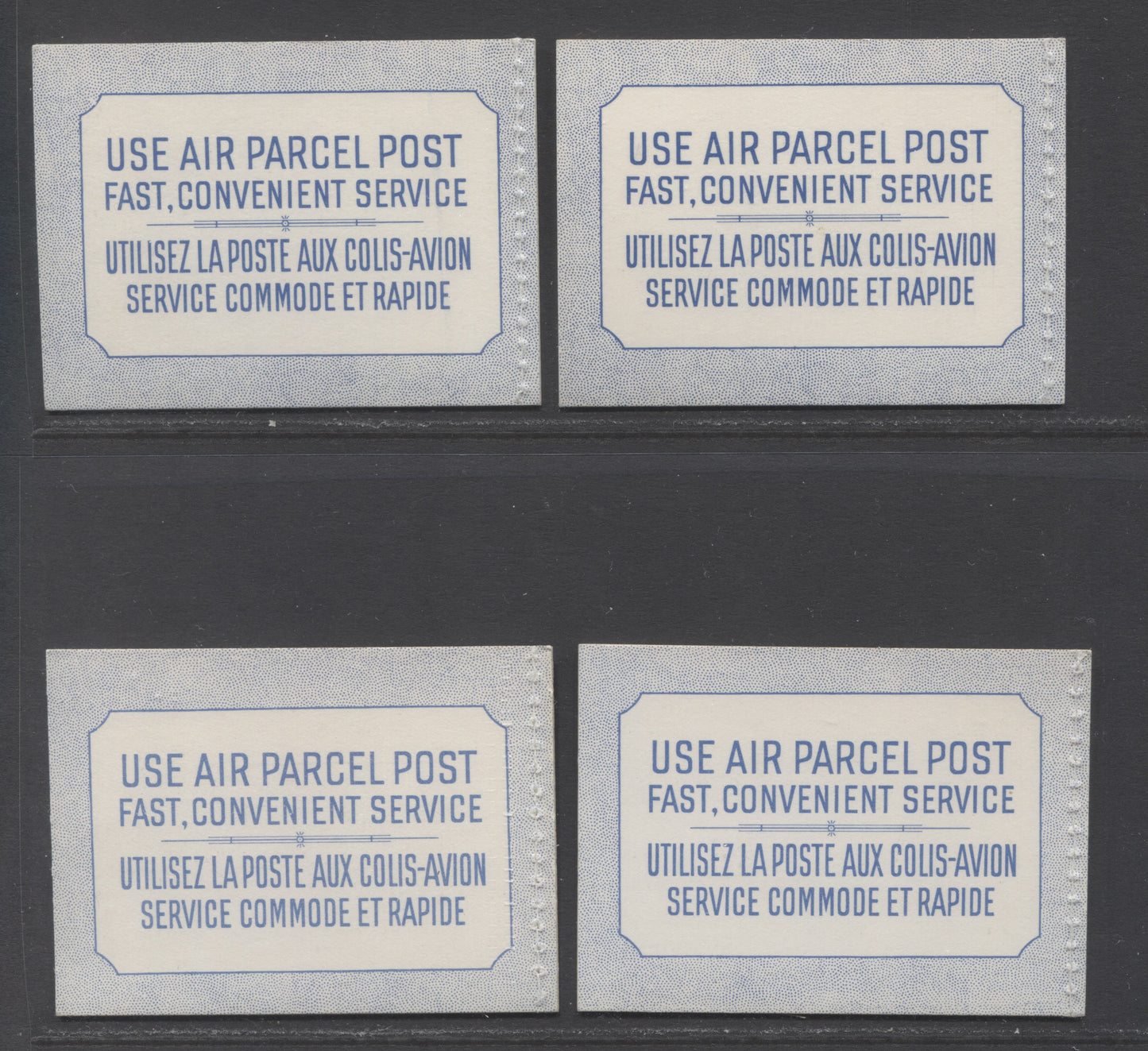 Canada #BK49b 5c Blue, 1954 - 1962 Wilding Issue, 4 VFNH Booklets With 1 Pane Of 5 + Label Type I Stitched With Ribbed Paper, Complete Set Of All Four Harris Cover Types