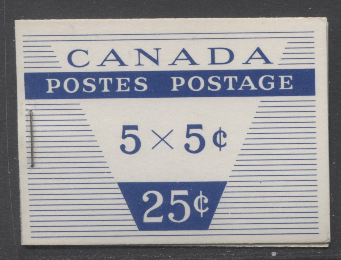 Canada #BK49c var 5c Blue, 1954 - 1962 Wilding Issue, A VFNH Booklet With 1 Pane Of 5 + Label With Type II Cover, LF-fl On Back, DF On Front Containing A Smooth LF-fl Pane