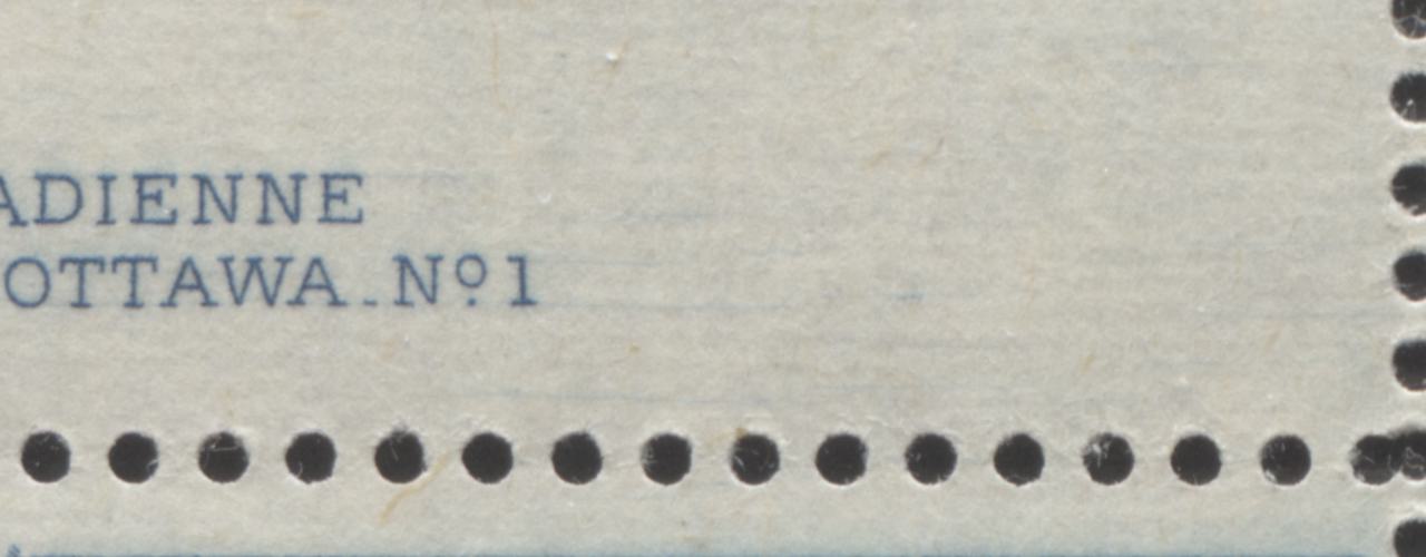 Lot 21 Canada #316var 7c Blue Canada Goose, 1952 Wildlife Issue, A VFNH UR Plate 1 Block Of 4 With Hairlines In Top Margin, Unlisted In Unitrade