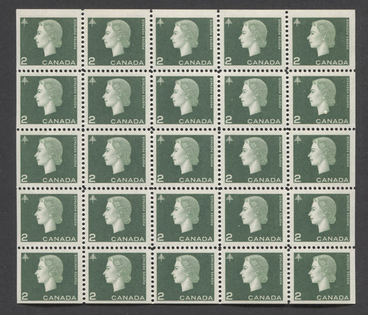 Lot 4 Canada #402ai 2c Green Forestry, 1962-1963 Cameo Issue, A VFNH Pane Of 25