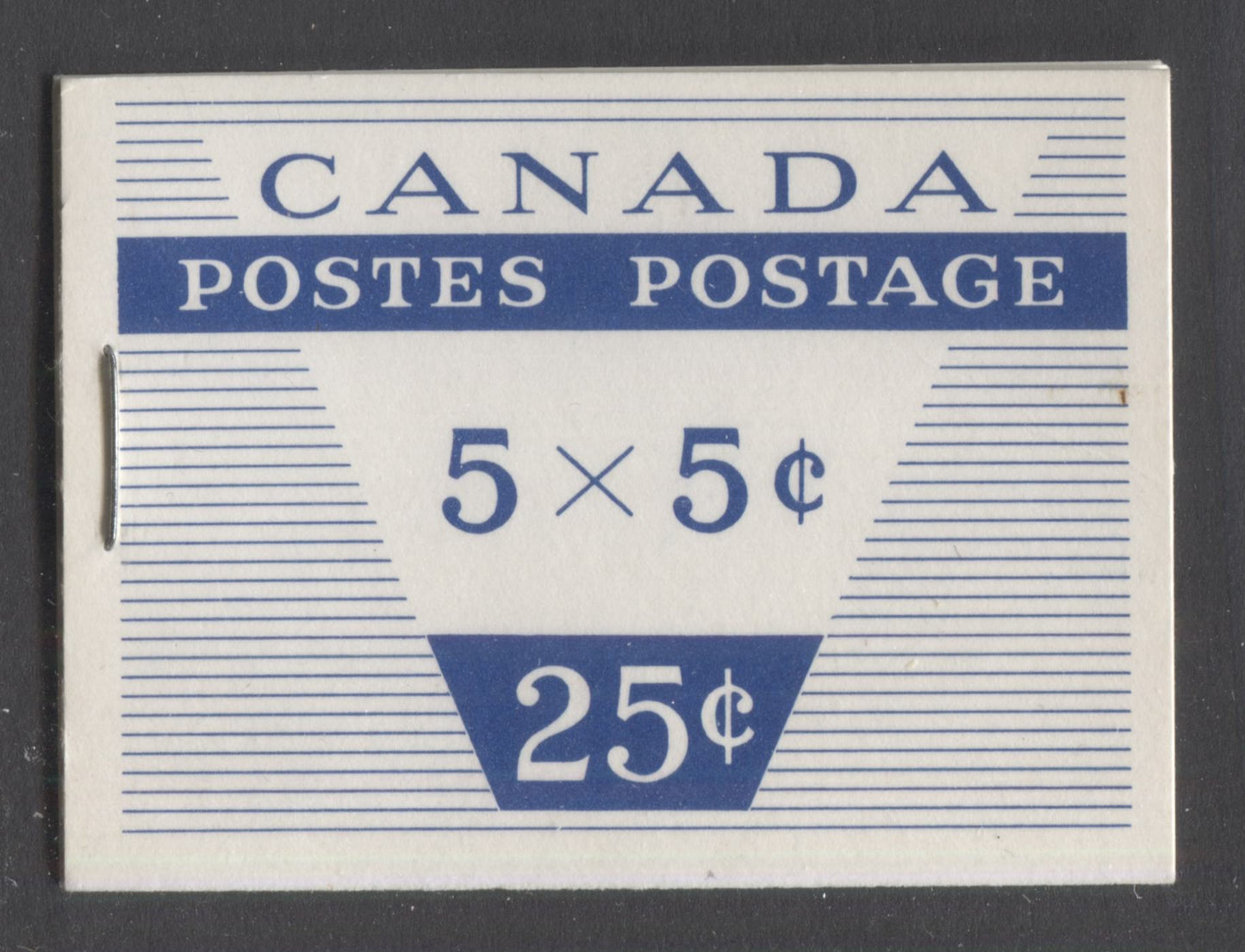 Canada #BK52bvar 1962-1967 Cameo Issue, a VFNH Booklet Containing A 5c Pane of 5 + Label, Type II Cover, LF Front Cover, LF Pane, HB Interleaving, 12.5mm Staple