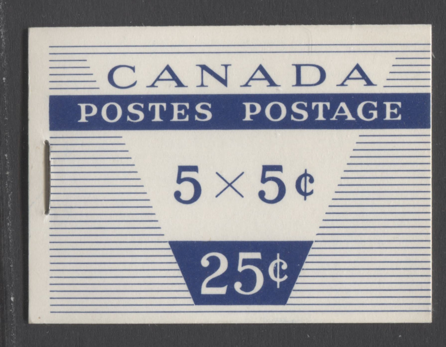 Canada #BK52f 1962-1967 Cameo Issue, a VFNH Booklet Containing A 5c Pane of 5 + Label, Type IV LF-fl Cover, 65mm Wide Design, DF Pane, HB Interleaving, 12.5mm Staple