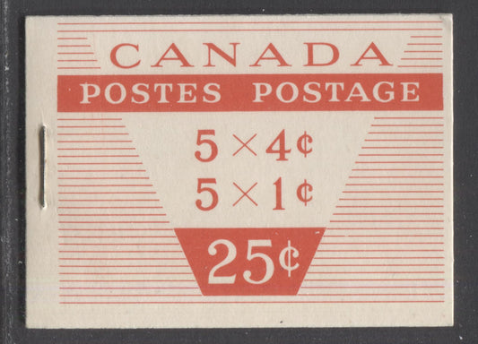 Canada #BK53bvar 1962-1967 Cameo Issue, a VFNH Booklet Containing 1c & 4c Panes of 5, Type II 'Local 4c First Ounce' Cover, DF Panes, HB Interleaving
