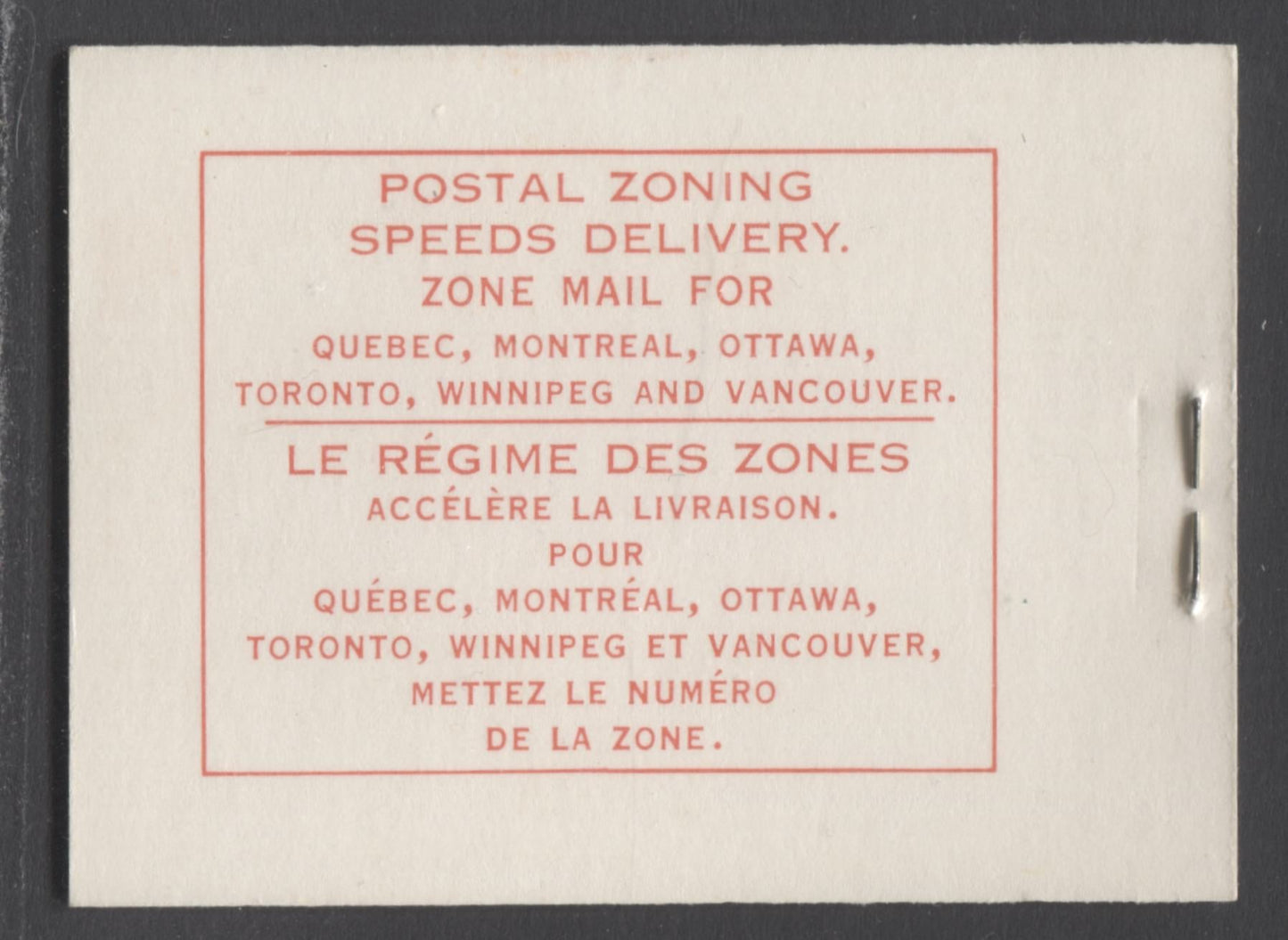 Canada #BK53c var 5x4c 5x1c Brown, Carmine, 1962-1967 Cameo Issue, A VFNH Booklet With Type III Cover, LF-fl With Few Fluorescent Fibres. Both Panes DF, DF Interleaves