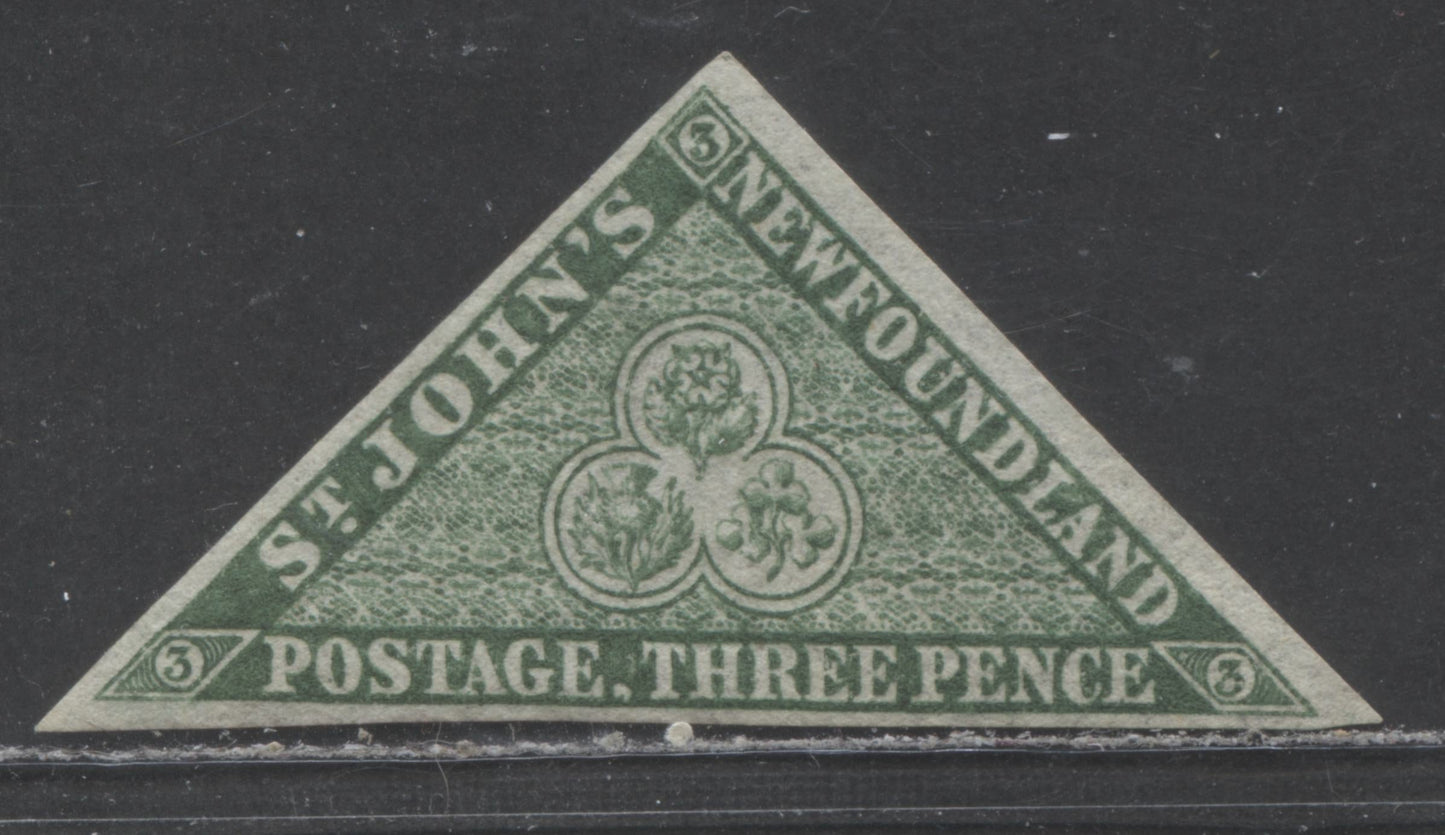 Lot 258 Newfoundland #11A 3d Green, 1860 2nd Pence Issue, A Very Fine Unused Single, 1860 Printing