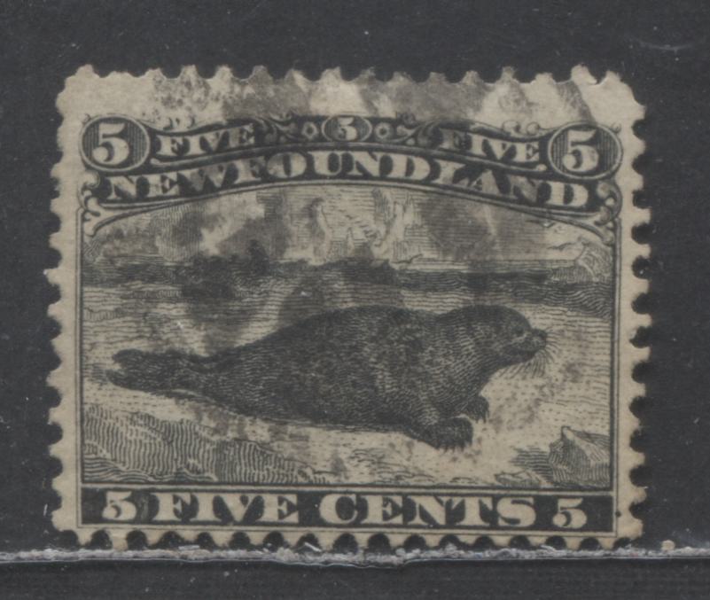 Lot 262 Newfoundland #26 5c Black Harp Seal, 1865-1894 First Cents Issue, A Fine Used Single