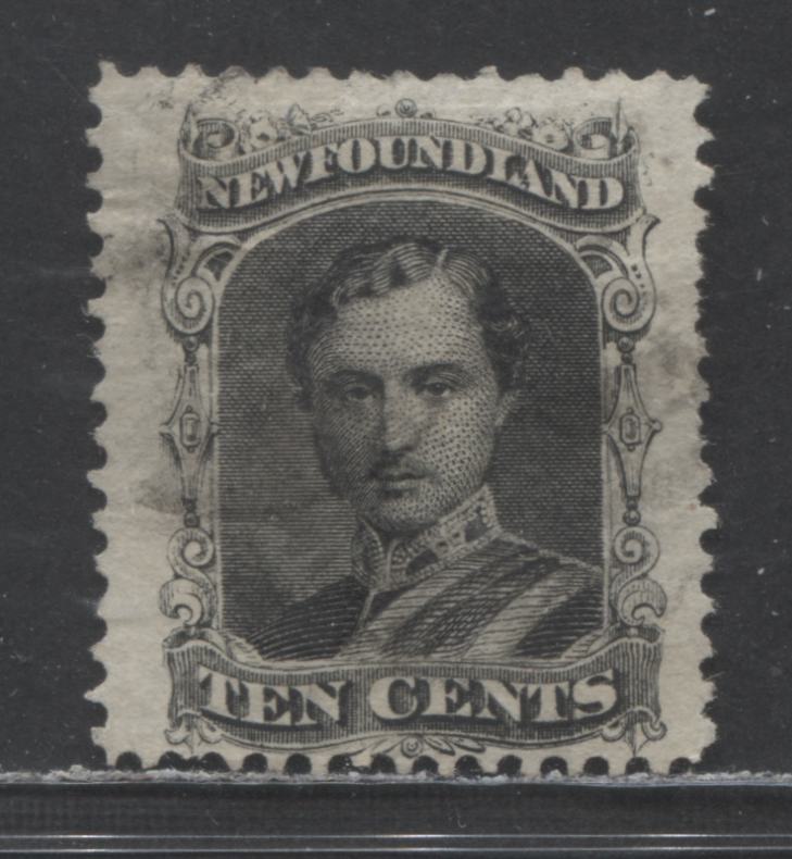 Newfoundland #27a 10c Black Prince Albert, 1865-1894 First Cents Issue, A Fine Used Single On Thin Yellowish Papers