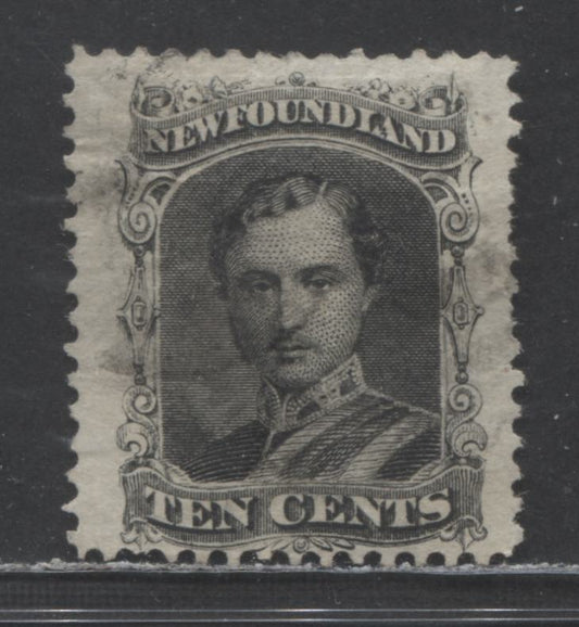 Newfoundland #27a 10c Black Prince Albert, 1865-1894 First Cents Issue, A Fine Used Single On Thin Yellowish Papers