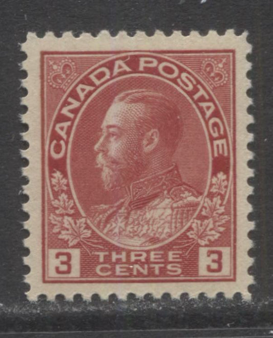Canada #109d 3c Rose Carmine King George V, 1911 - 1925 Admiral Issue, A VFNH Single Die 1 Printing