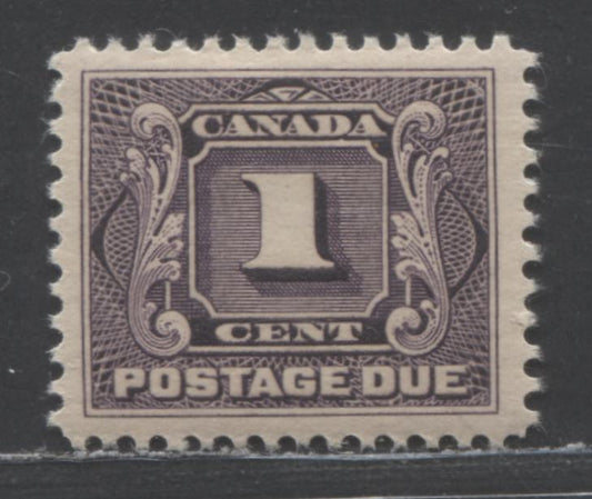 Canada #J1c 1c Blackish Purple, 1906-1928 First Postage Due Issue, A VFOG Single Dry Printing